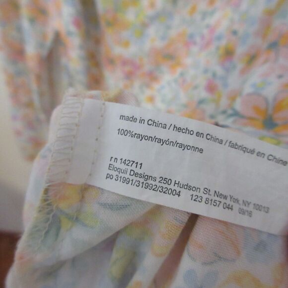 Eloqui Womens Floral Pastel Cut Out Dress size 16 Flutter Sleeve‎ Slit Bottom - Picture 6 of 7